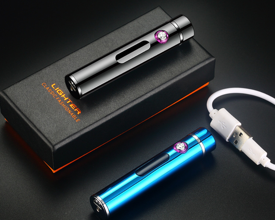 Electric Metal Lighters Smoking Windproof Dual Plasma Rechargeable USB Lighter