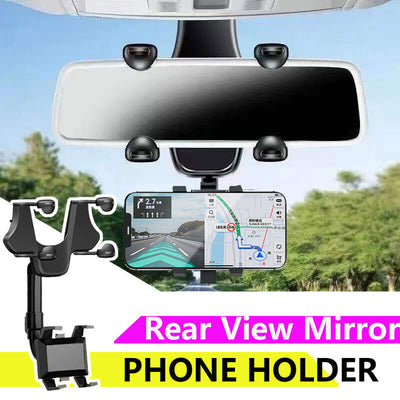 360 Degrees Rotatable Car Phone Holder Mount Stand Rearview Rear View Mirror