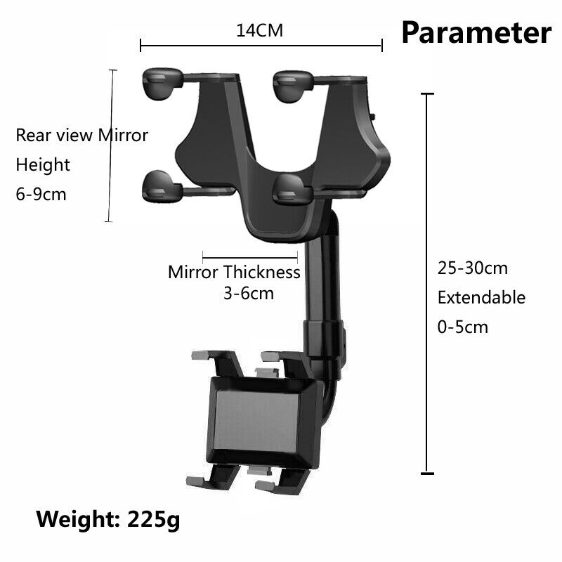 360 Degrees Rotatable Car Phone Holder Mount Stand Rearview Rear View Mirror